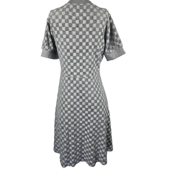 ROOLEE Grey Checkered Short Sleeve Knee Length Women's Dress M - Picture 2 of 4